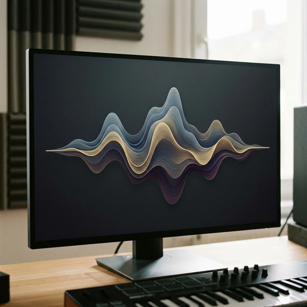 Audio engineer separating vocal and instrumental stems in a clean studio