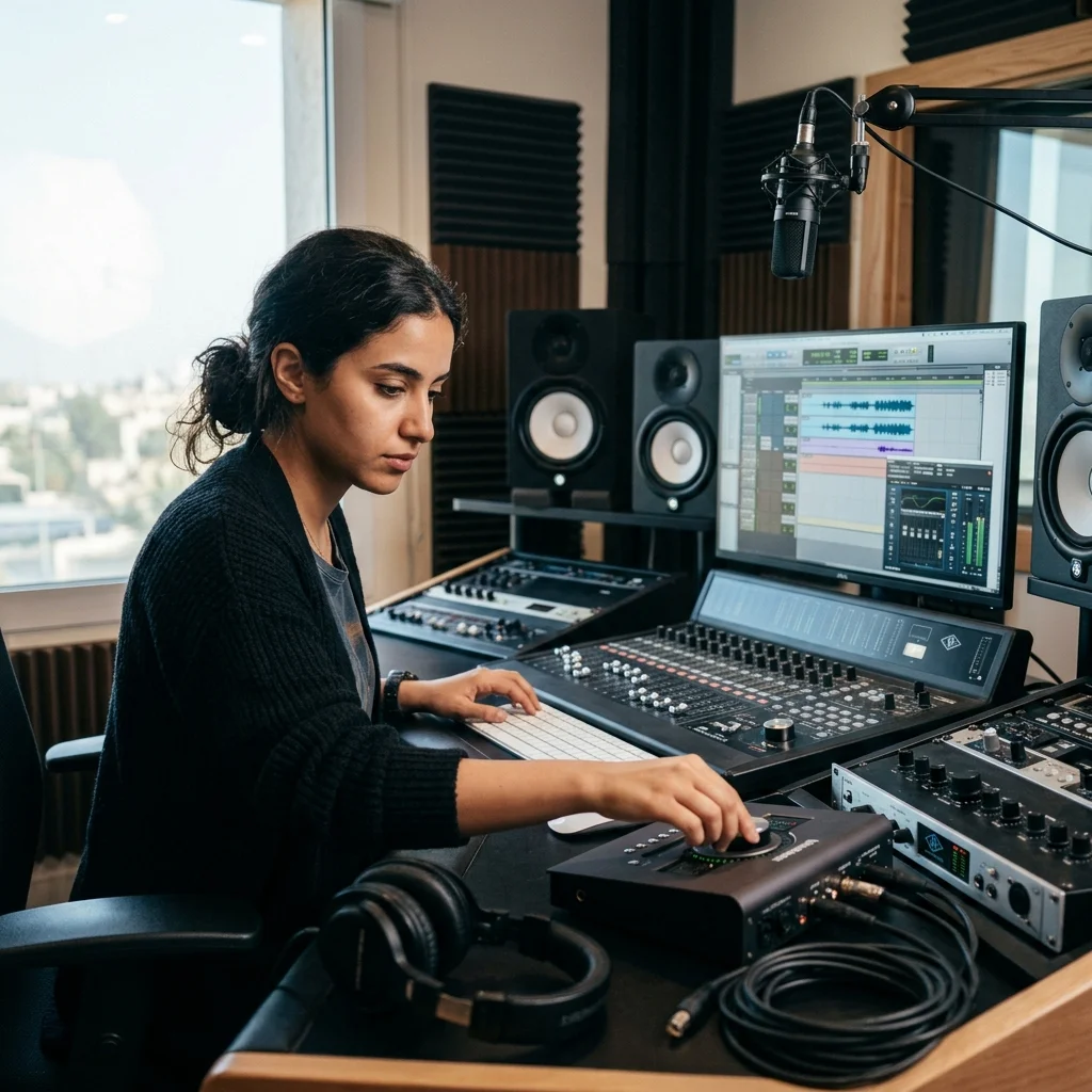 Music producer preparing a mastered track for release