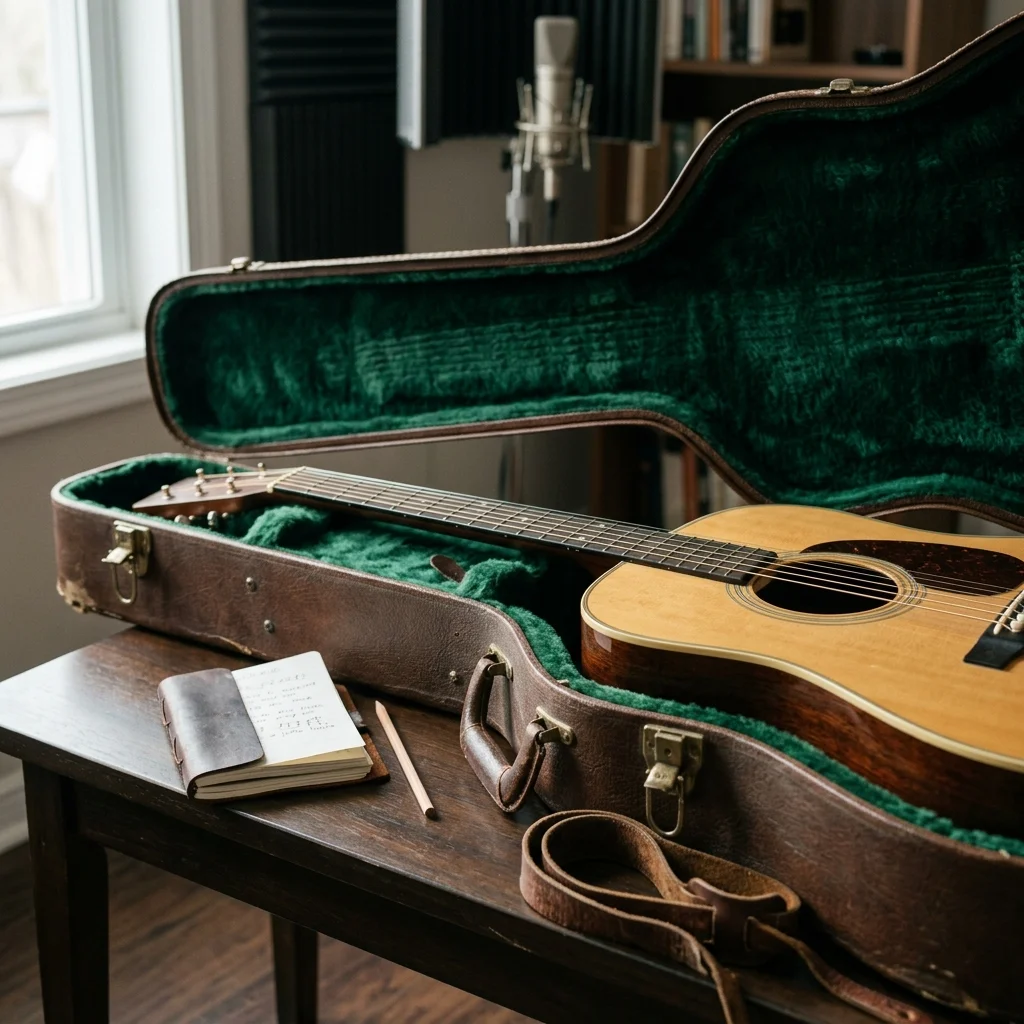 Independent musician shaping an AI music idea in a bright home studio