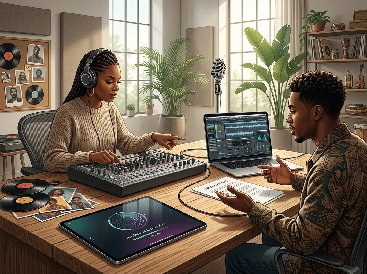 Creative team checking commercial music rights and publishing readiness