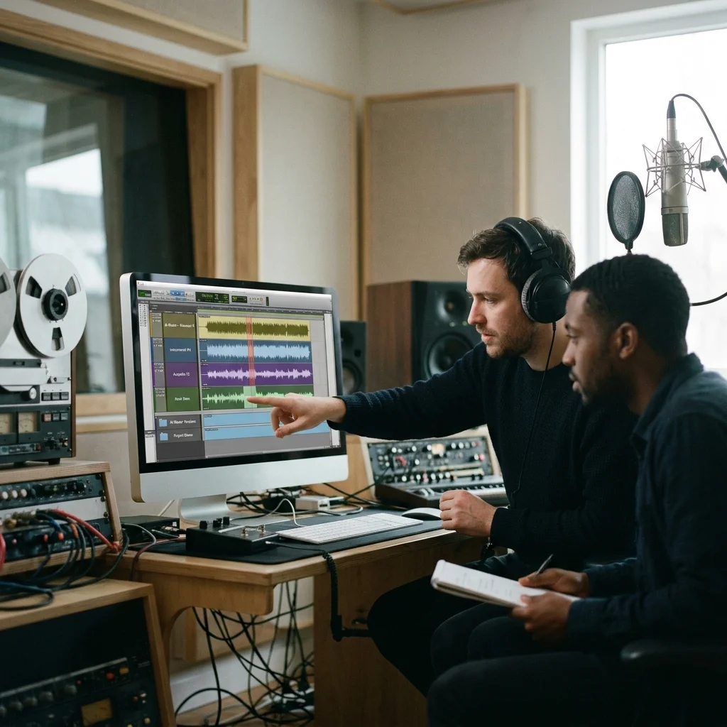Music producer preparing a mastered track for release