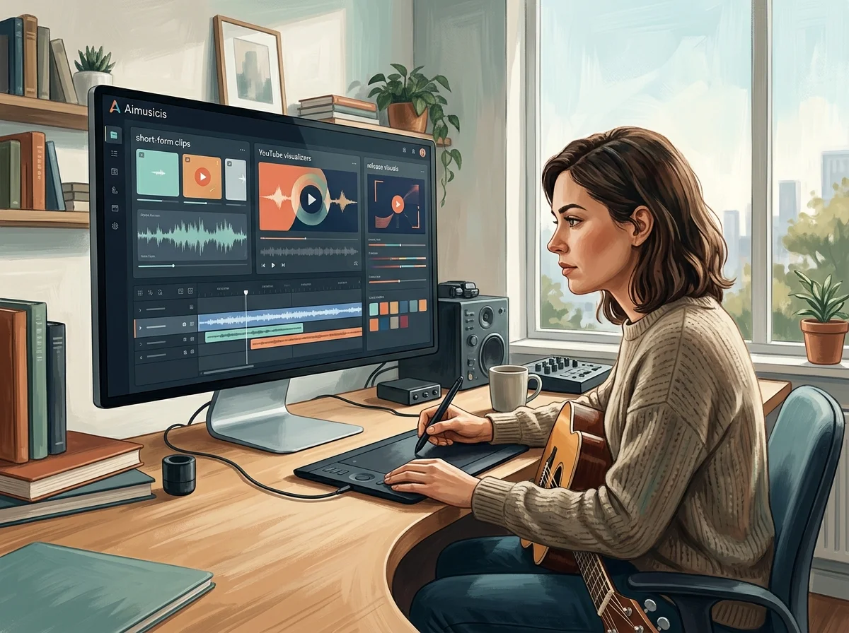 Sound designer analyzing BPM key and pitch before editing audio