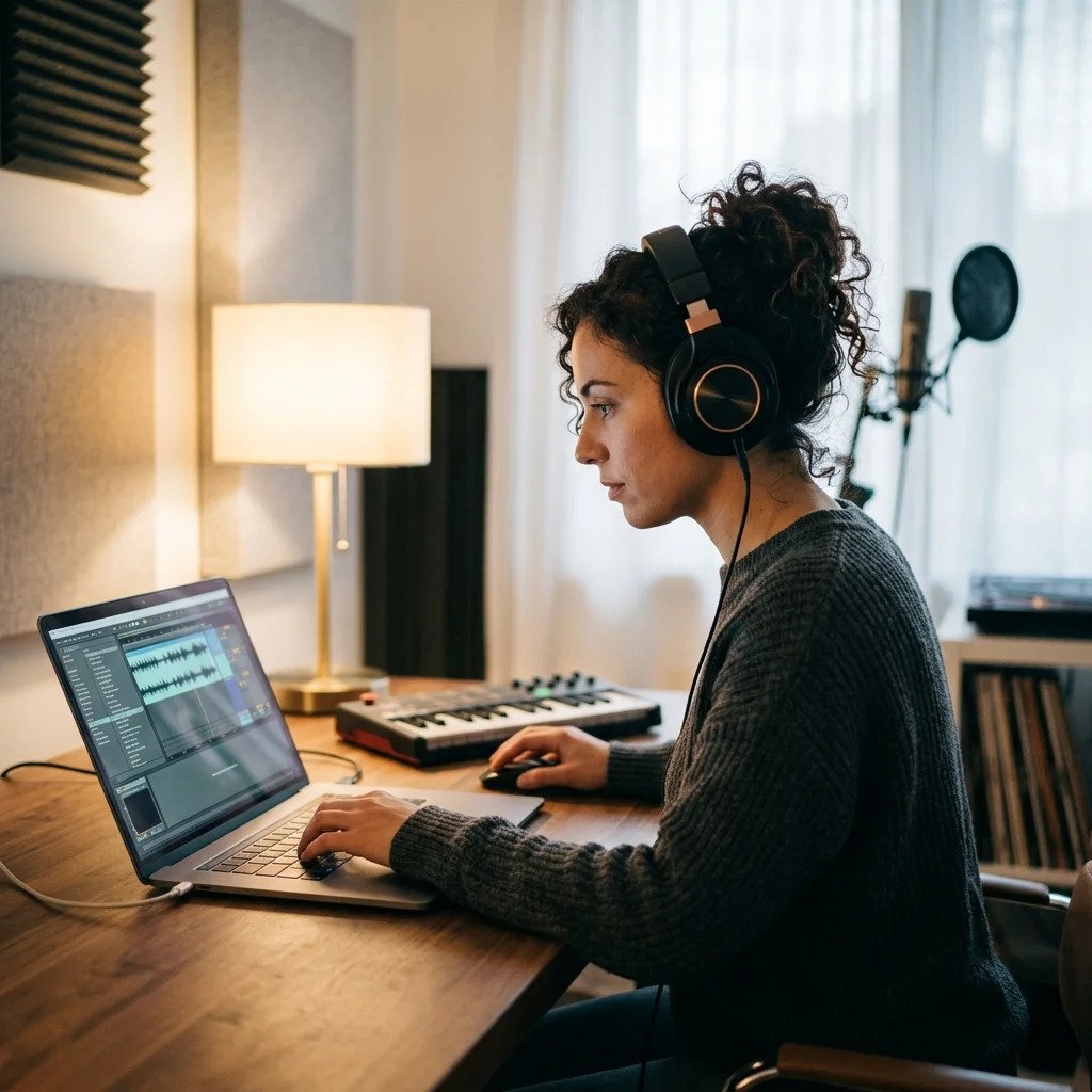 DJ producer preparing a remix or AI song cover version