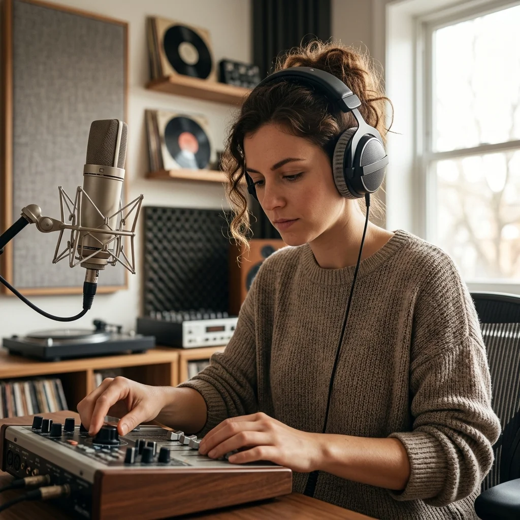 DJ producer preparing a remix or AI song cover version