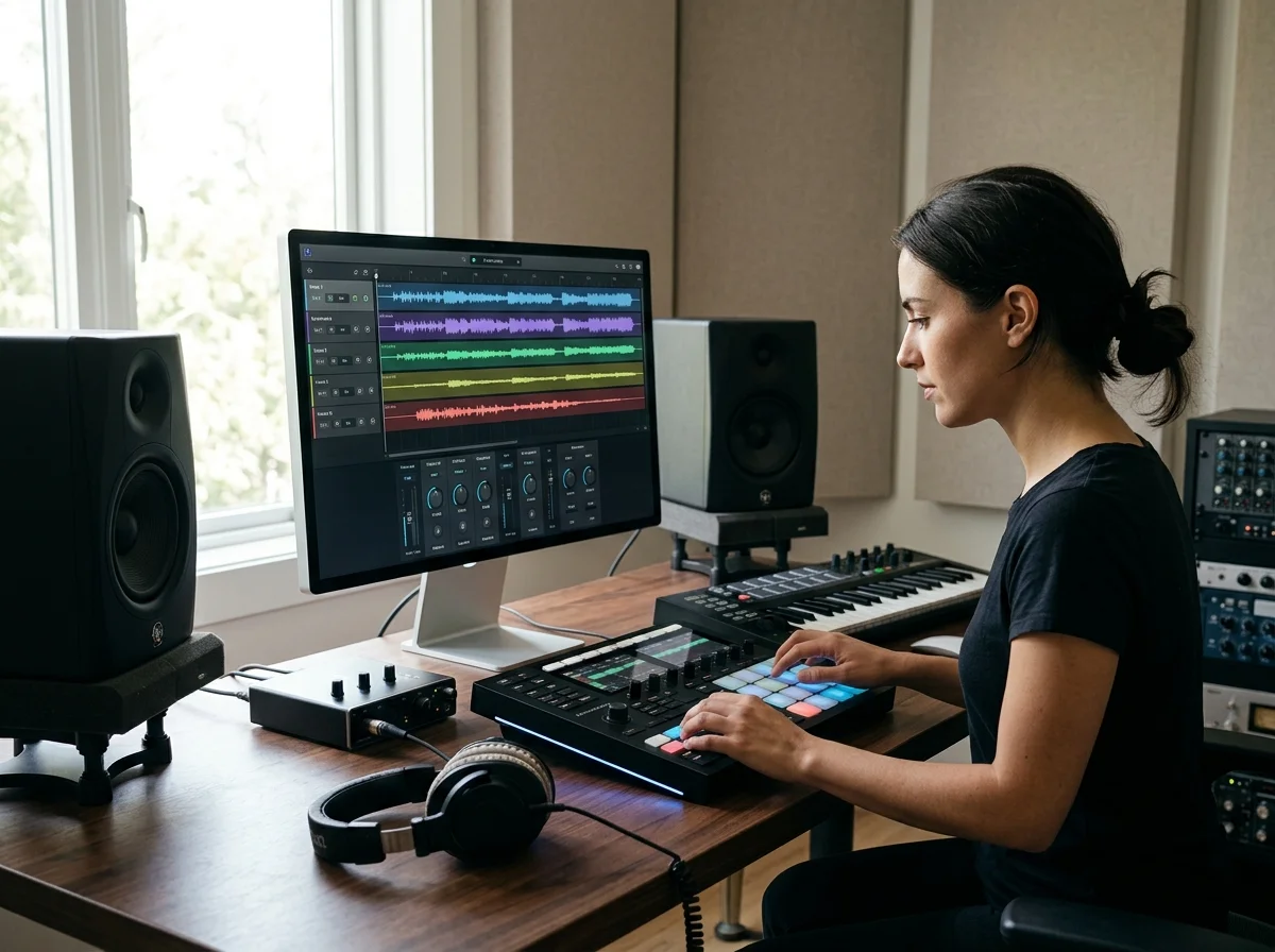 Music producer preparing a mastered track for release