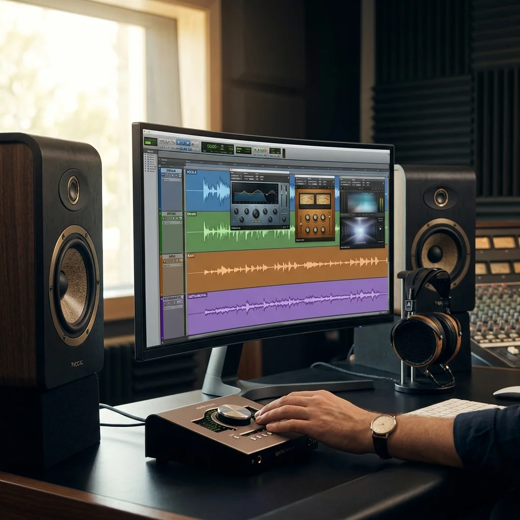 Sound designer analyzing BPM key and pitch before editing audio
