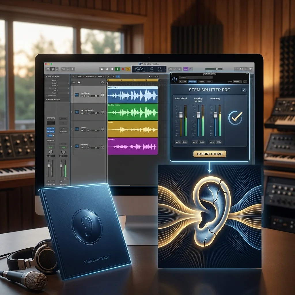 Music producer preparing a mastered track for release