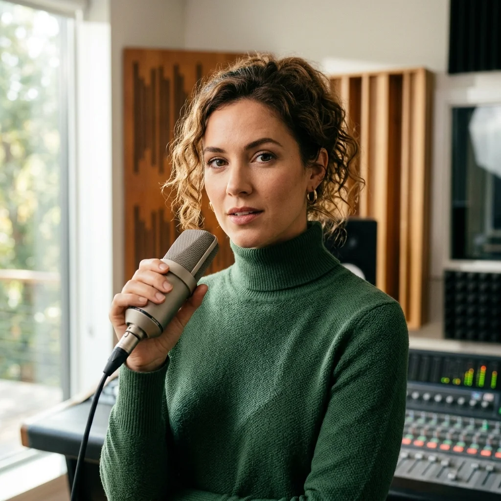 Audio engineer separating vocal and instrumental stems in a clean studio