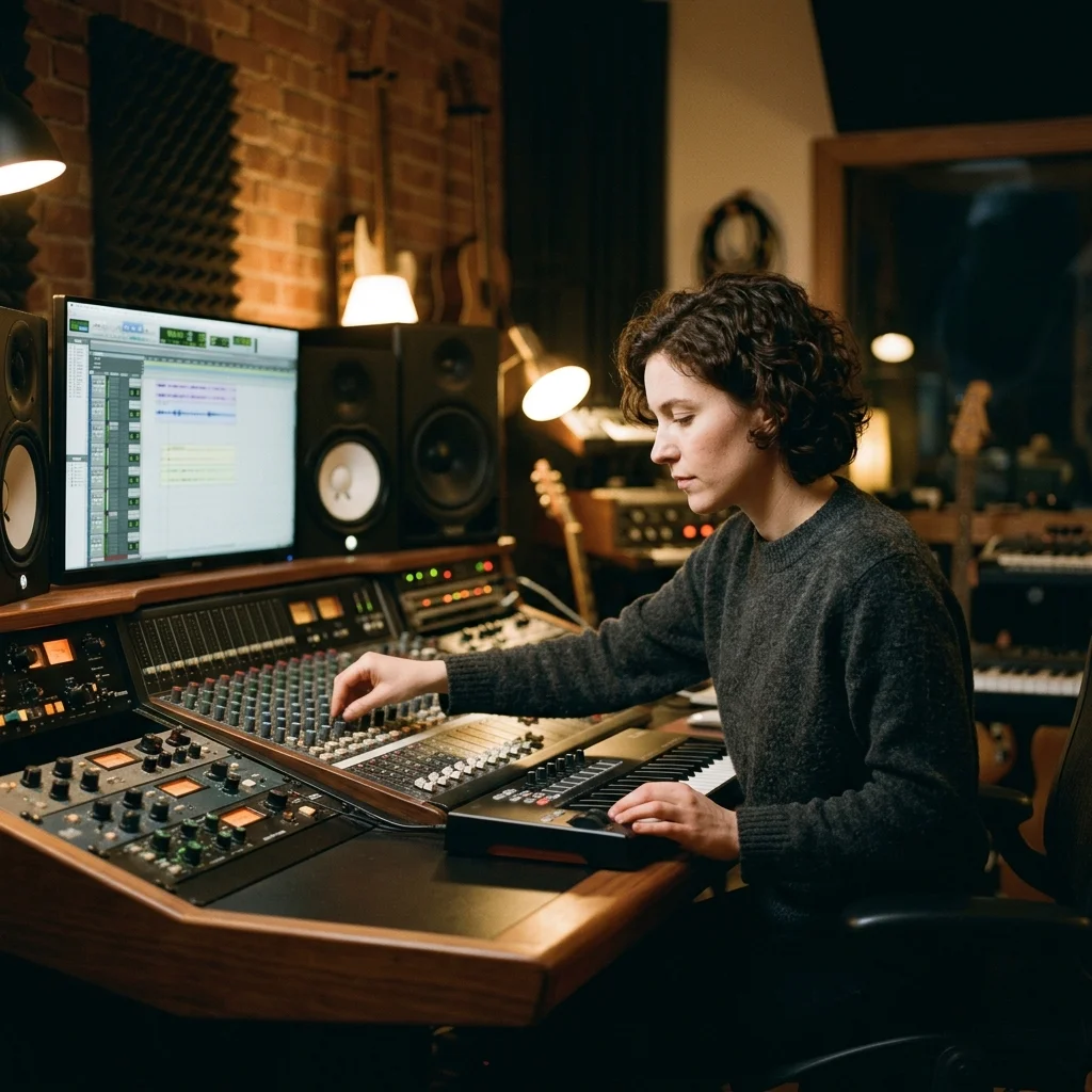 Beat producer tapping a drum pad controller for a new genre idea