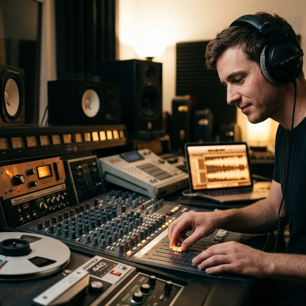 DJ producer preparing a remix or AI song cover version