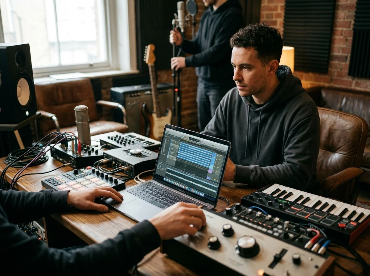 DJ producer preparing a remix or AI song cover version