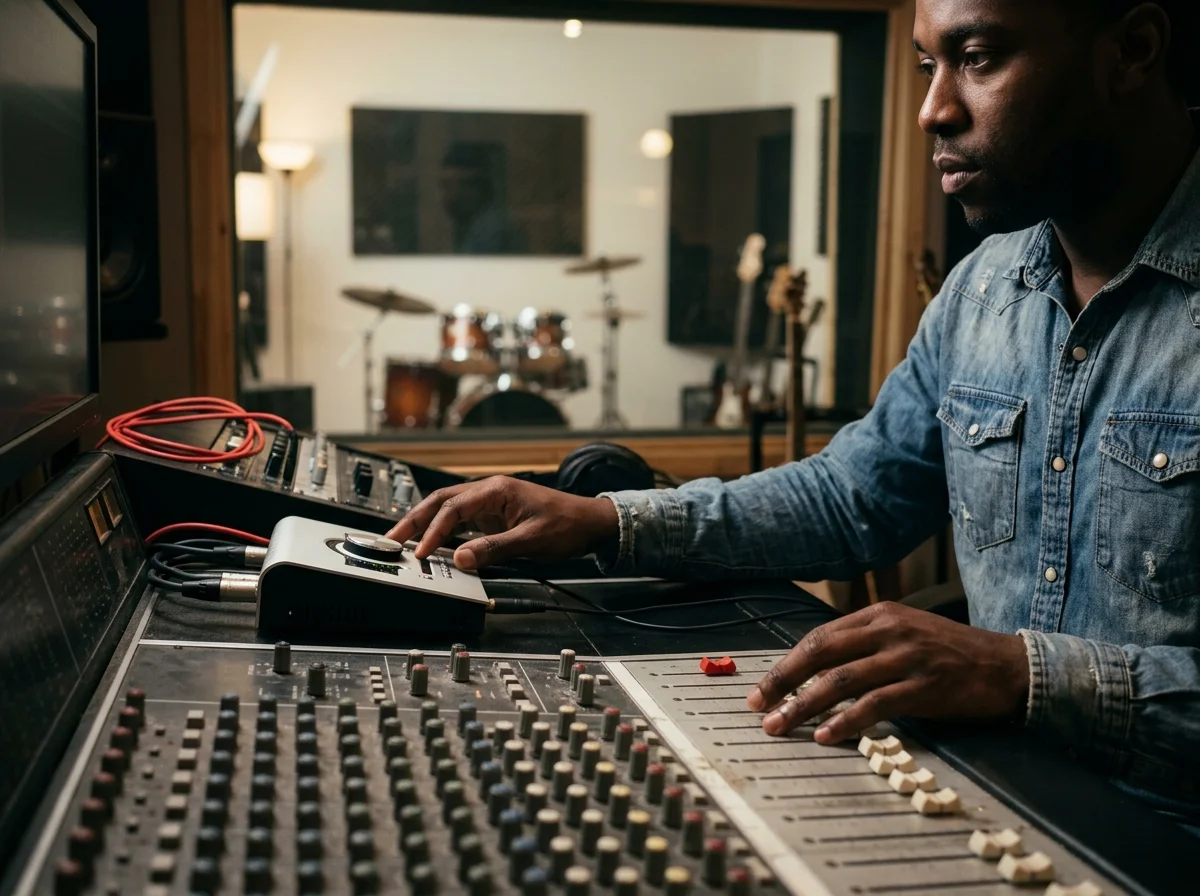 Music producer preparing a mastered track for release