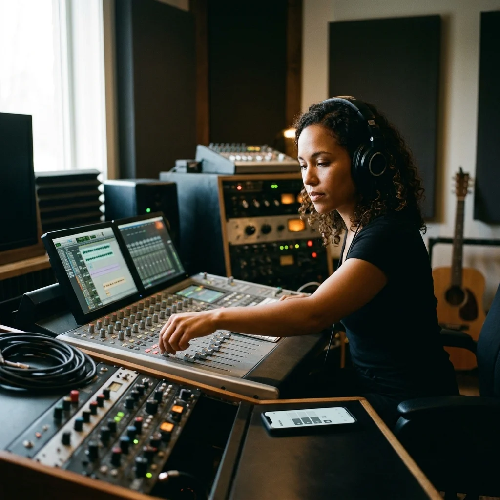 Music producer preparing a mastered track for release