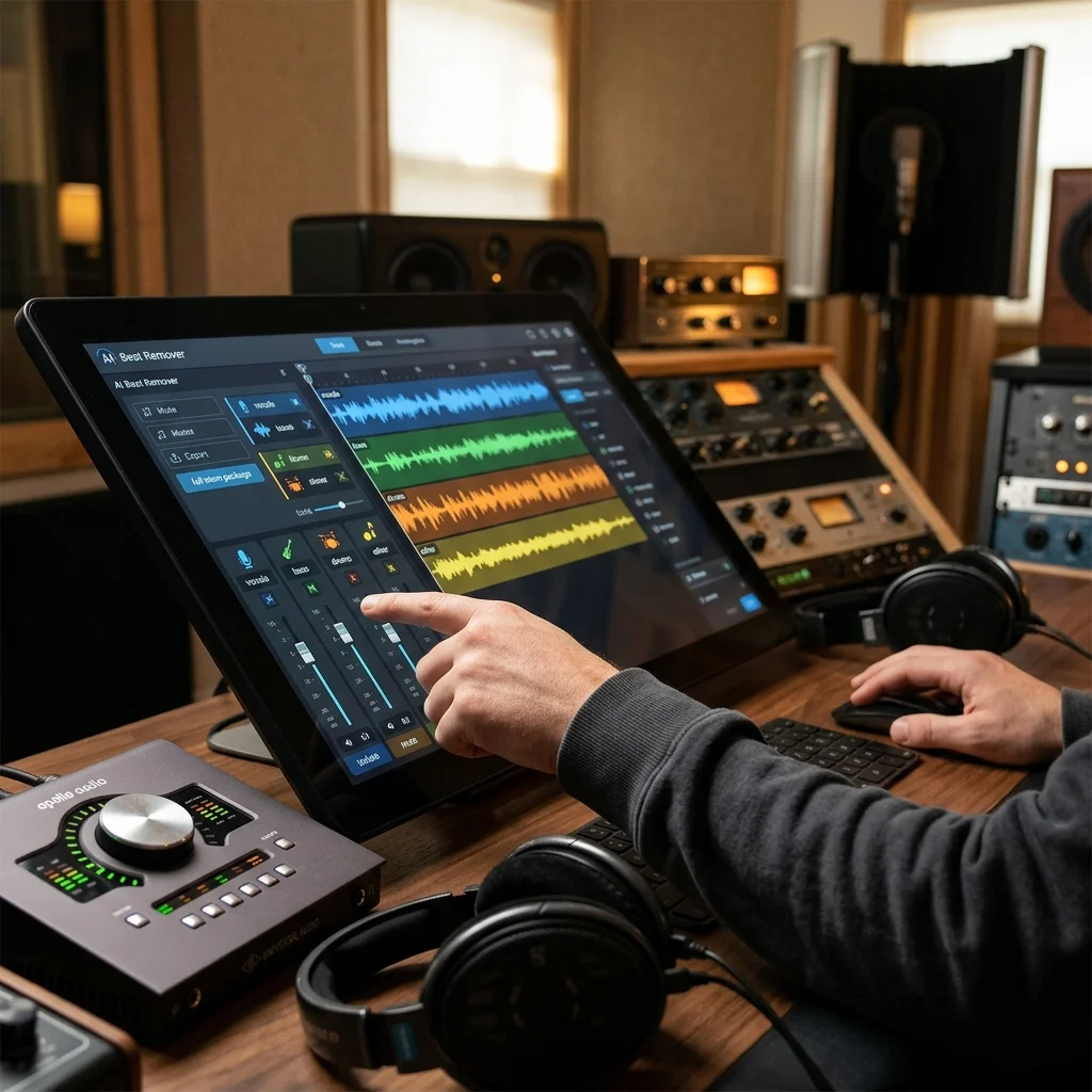 Sound designer analyzing BPM key and pitch before editing audio