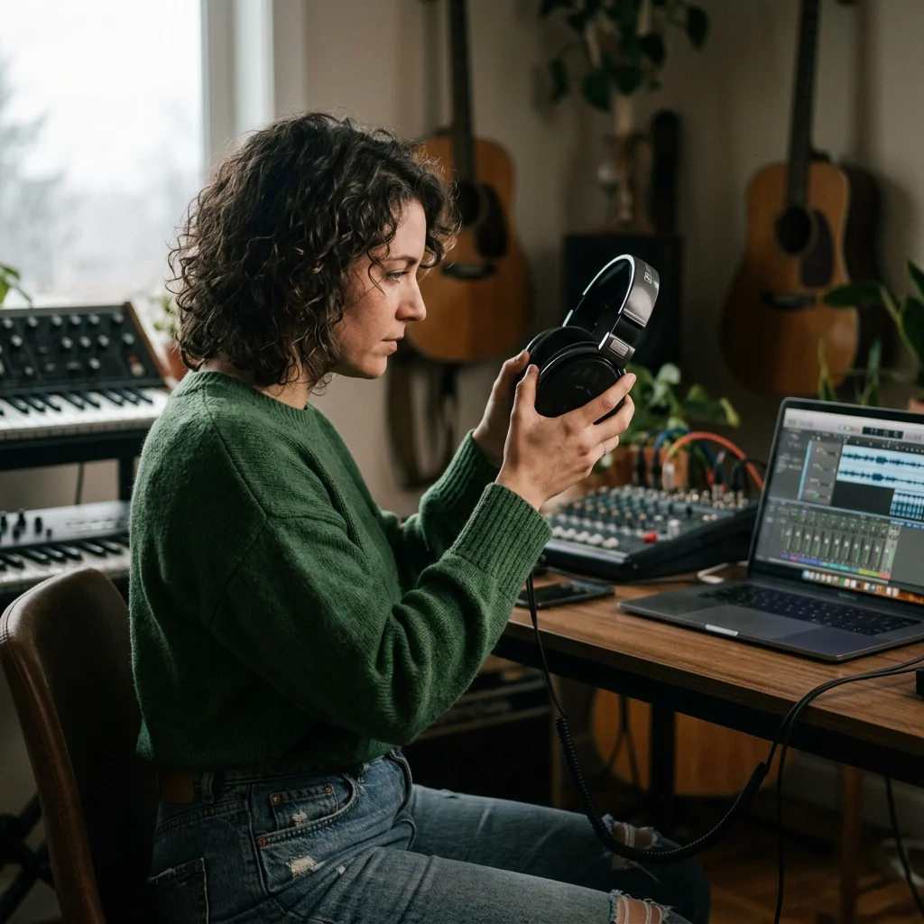Music producer preparing a mastered track for release