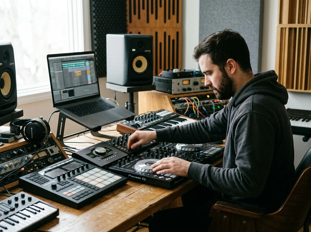 DJ producer preparing a remix or AI song cover version