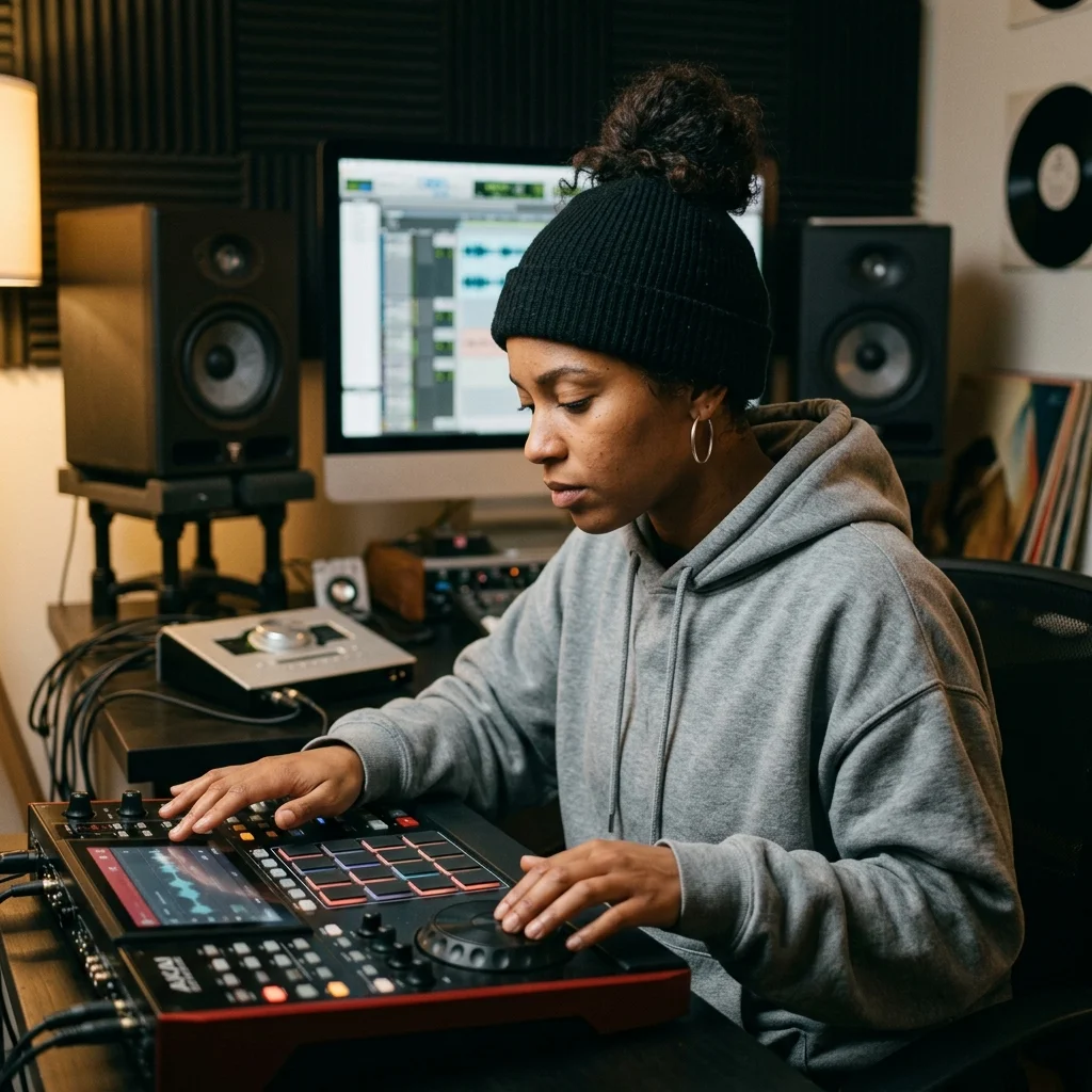 DJ producer preparing a remix or AI song cover version