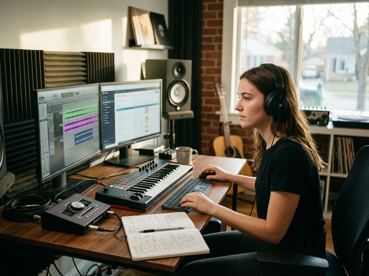 Creative team checking commercial music rights and publishing readiness
