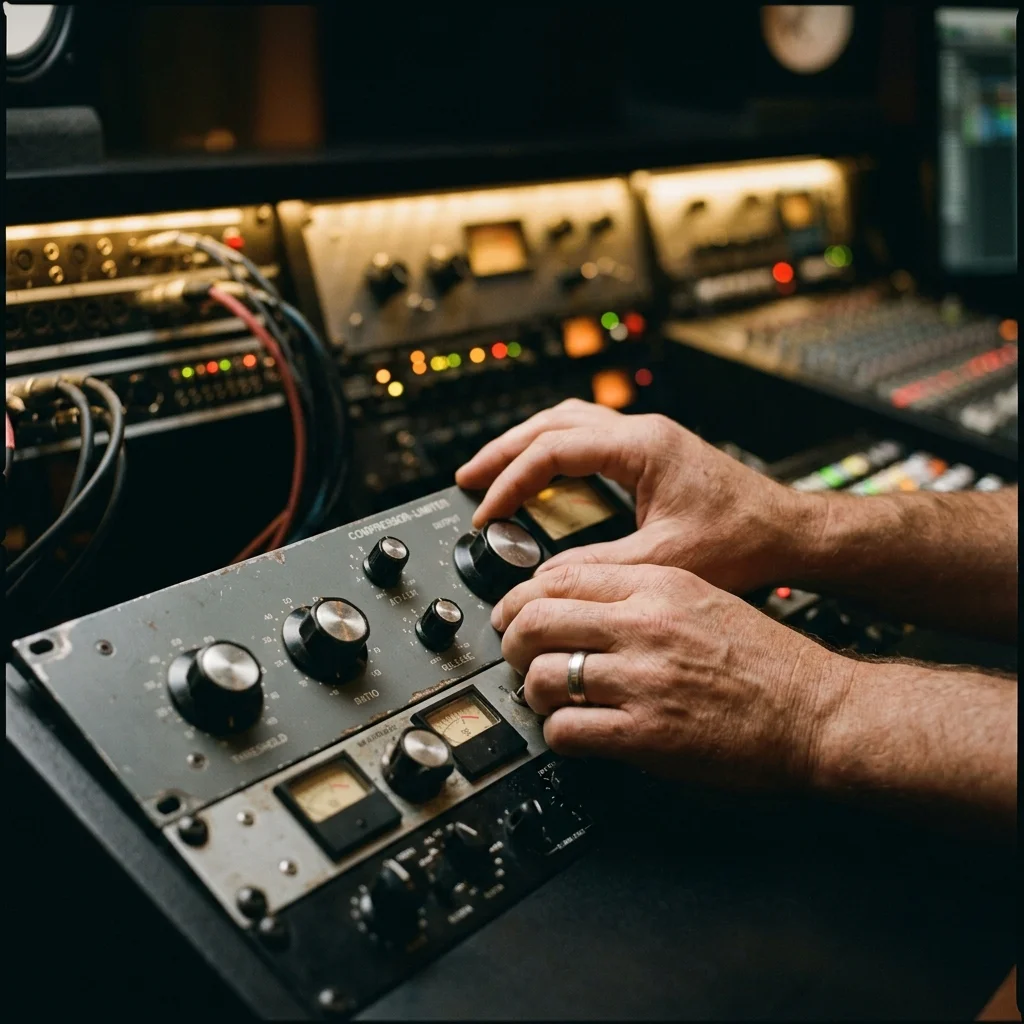 Independent musician shaping an AI music idea in a bright home studio