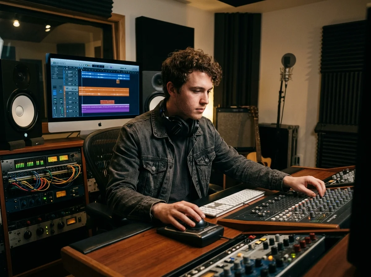 Beat producer tapping a drum pad controller for a new genre idea