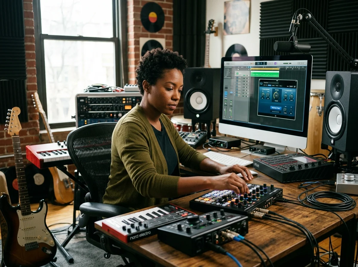 DJ producer preparing a remix or AI song cover version