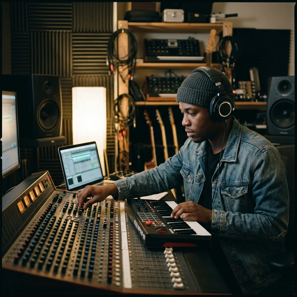 DJ producer preparing a remix or AI song cover version