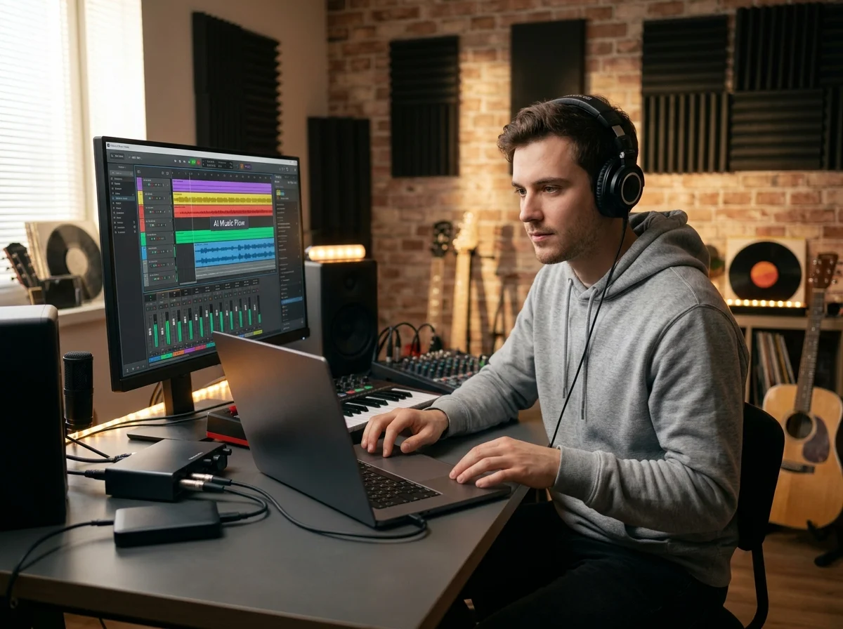 Beat producer tapping a drum pad controller for a new genre idea