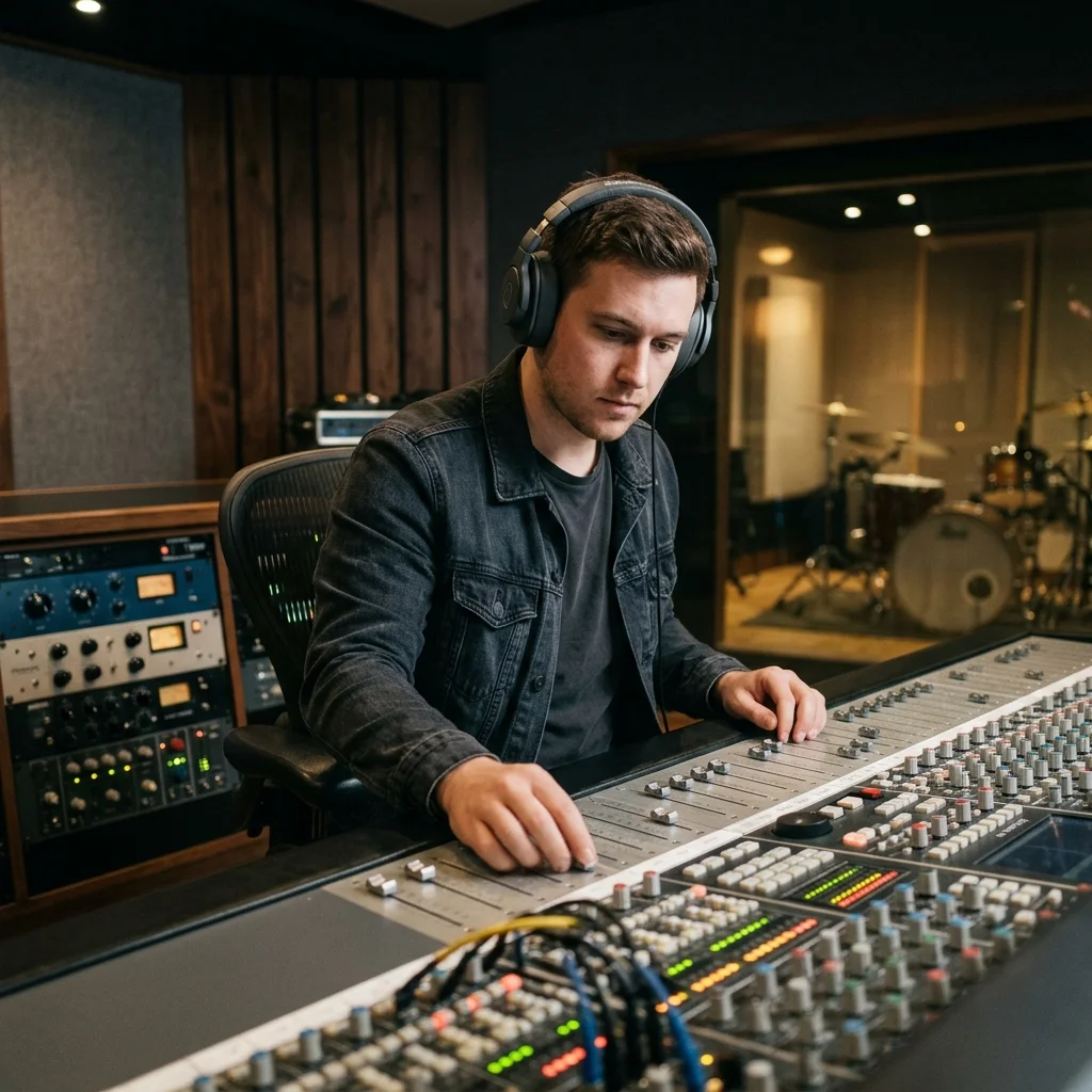 Music producer preparing a mastered track for release