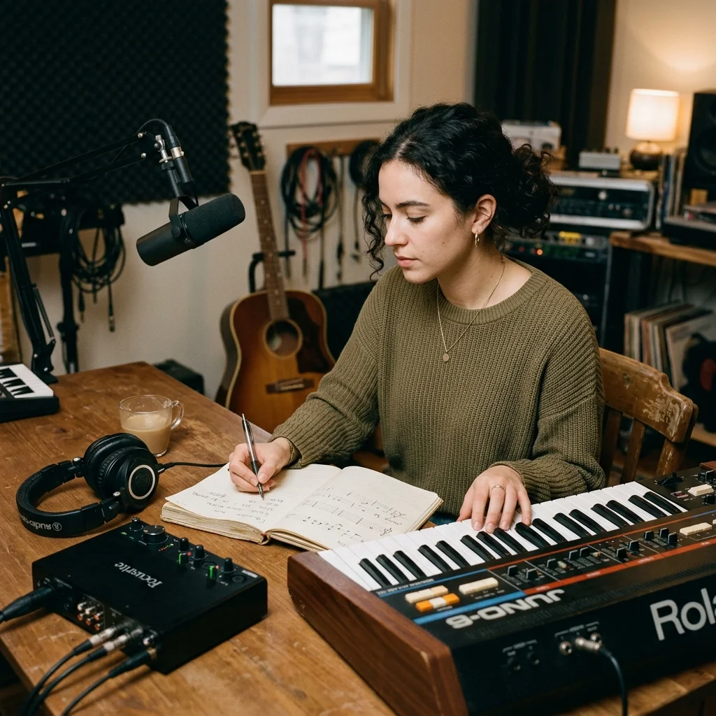 Sound designer analyzing BPM key and pitch before editing audio