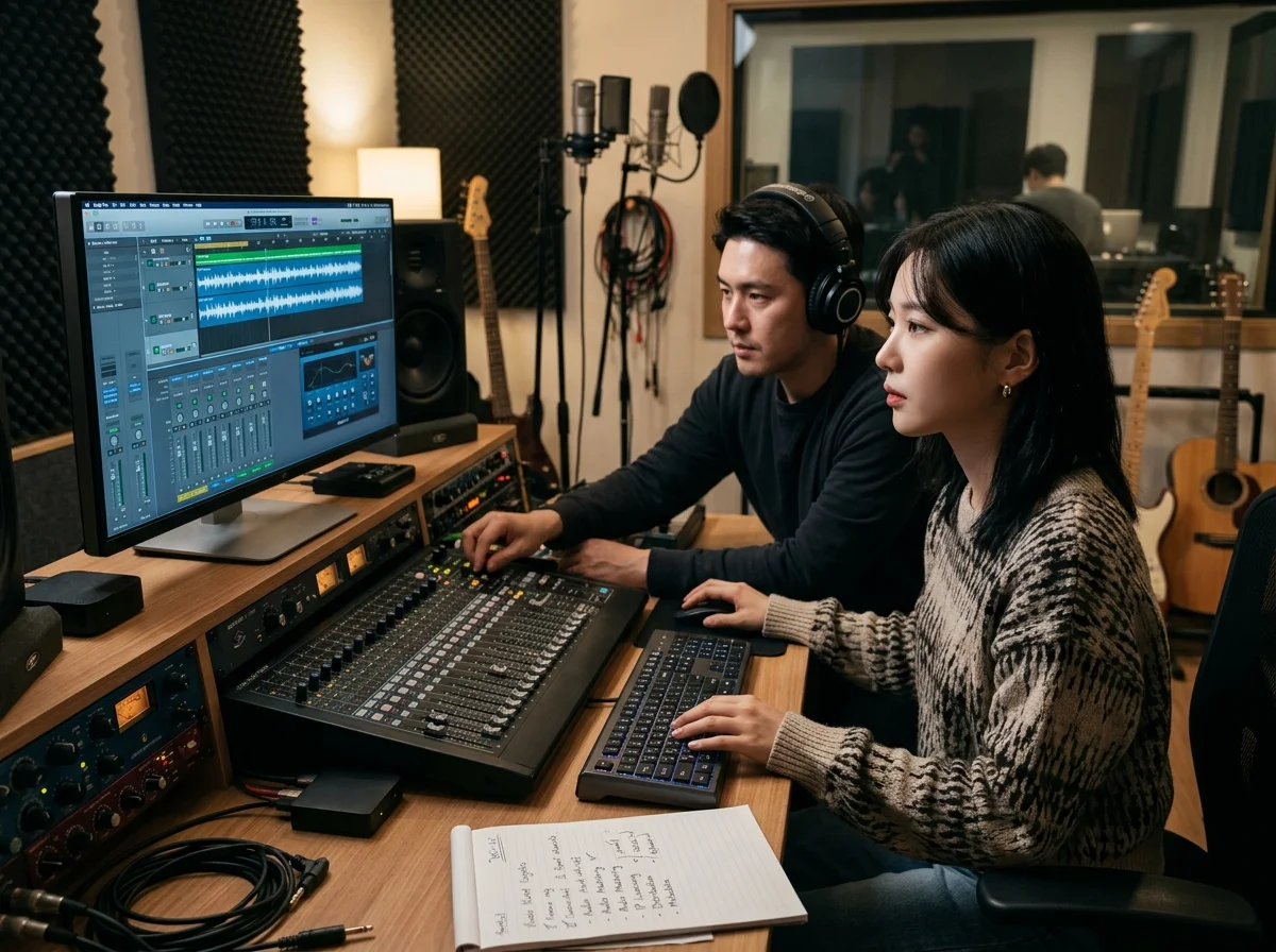 Creative team checking commercial music rights and publishing readiness