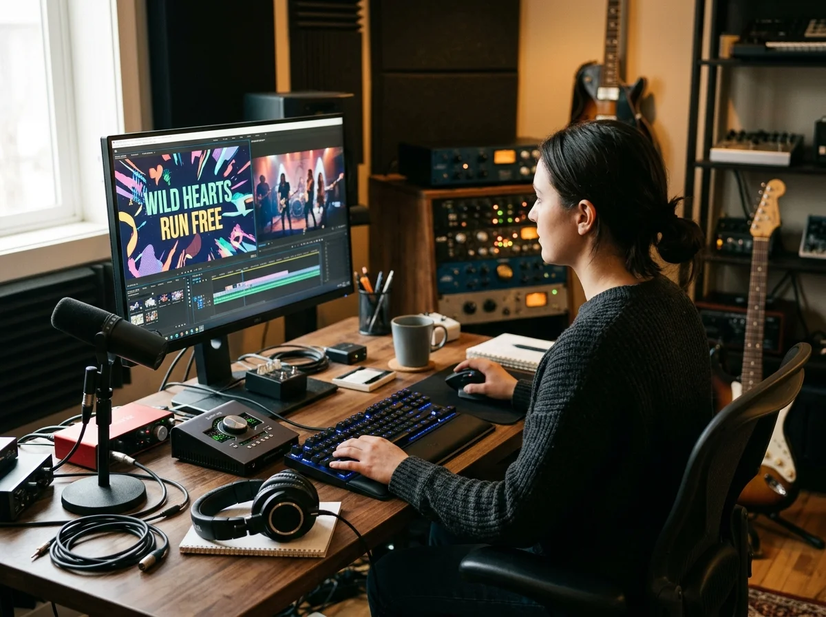 Sound designer analyzing BPM key and pitch before editing audio