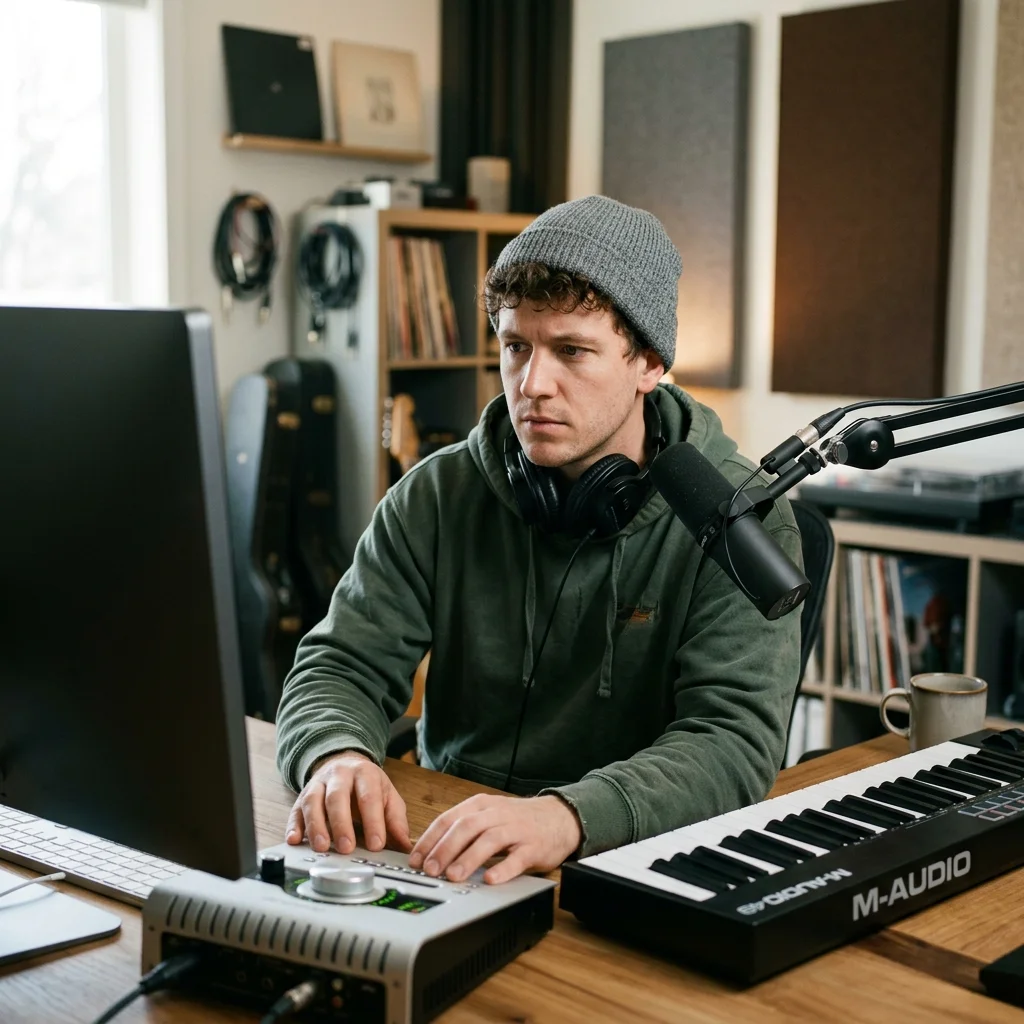 Sound designer analyzing BPM key and pitch before editing audio