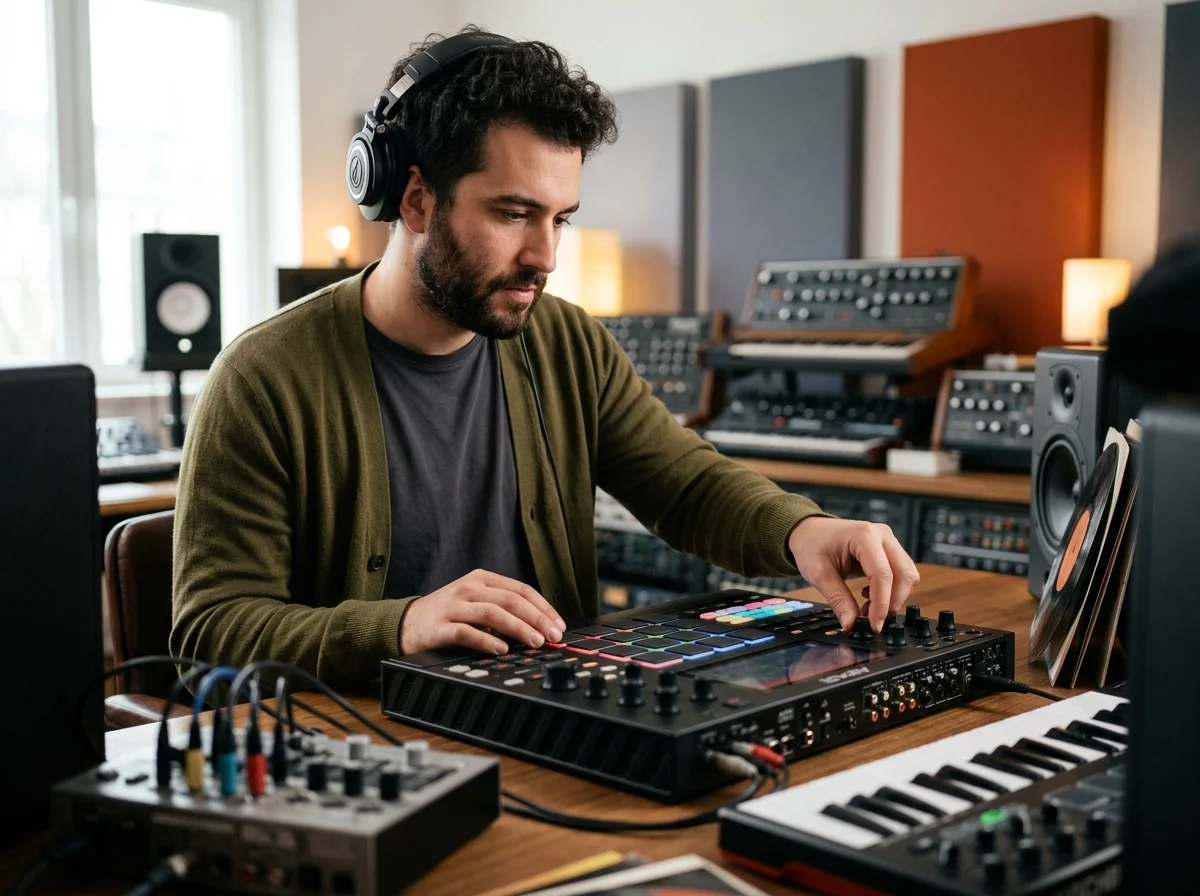 DJ producer preparing a remix or AI song cover version