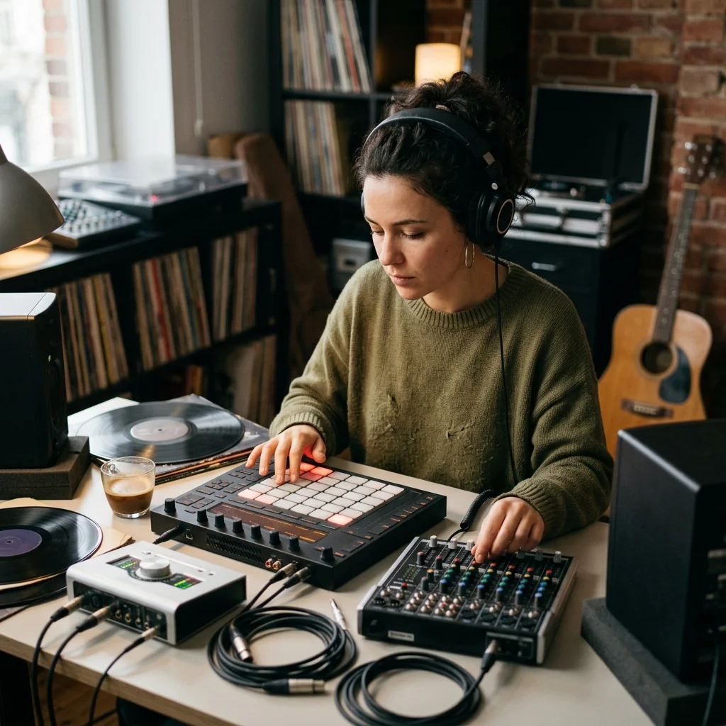 DJ producer preparing a remix or AI song cover version