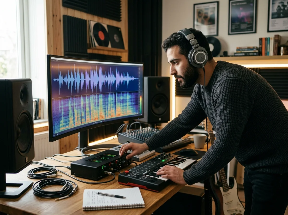 Music producer preparing a mastered track for release