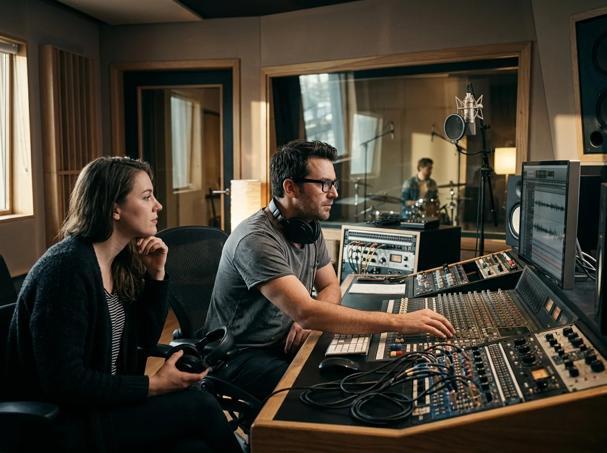 Music producer preparing a mastered track for release