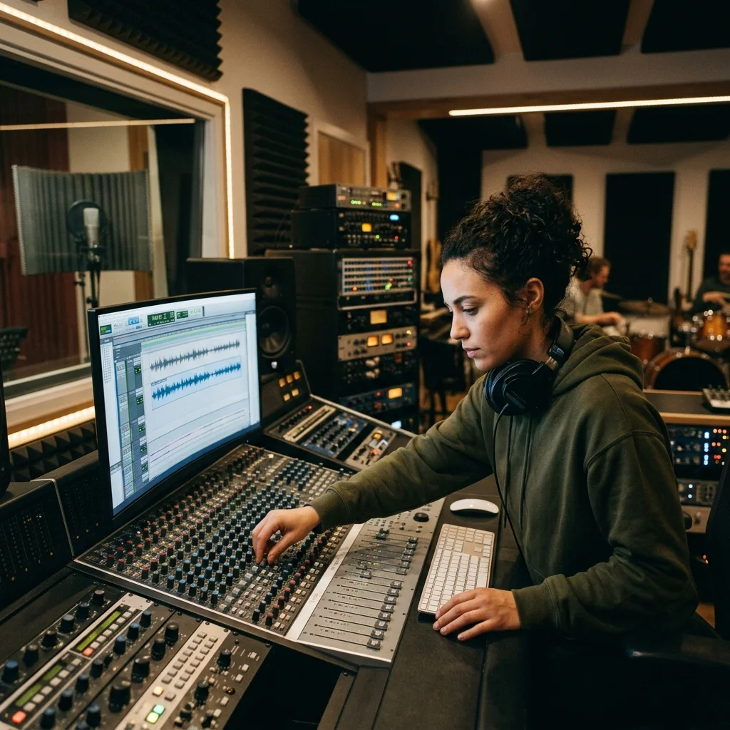 Music producer preparing a mastered track for release
