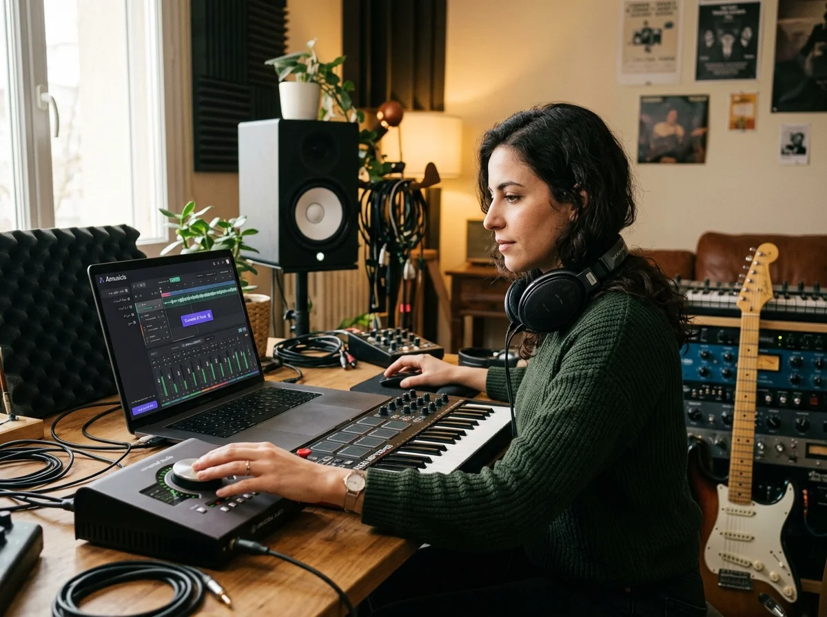 Music producer preparing a mastered track for release