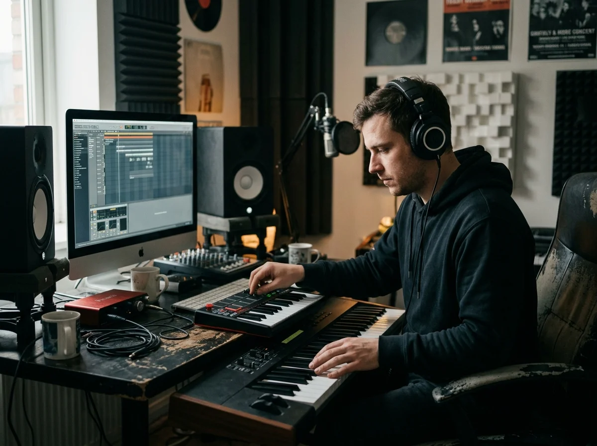 DJ producer preparing a remix or AI song cover version