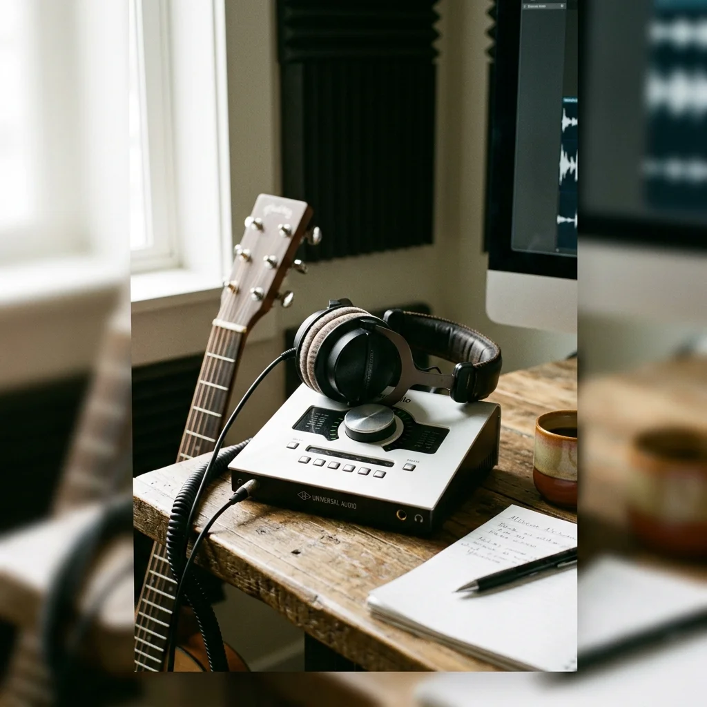 Photographer turning a printed image memory into a music mood