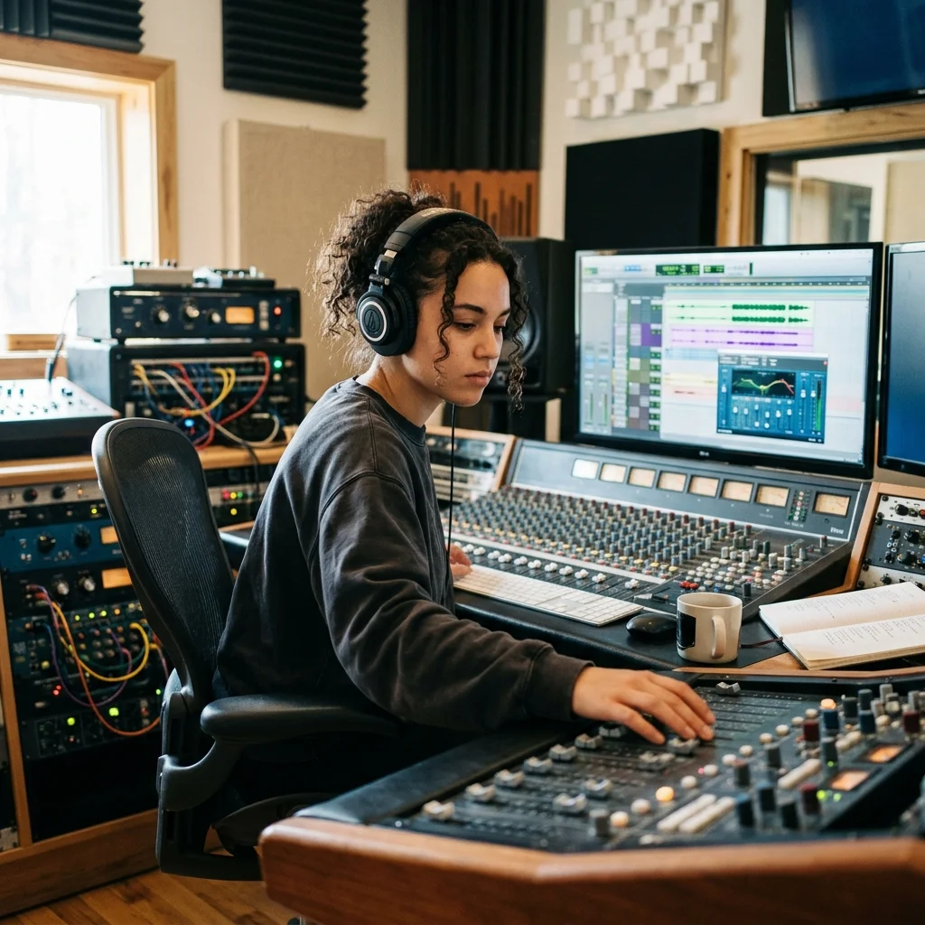 Beat producer tapping a drum pad controller for a new genre idea