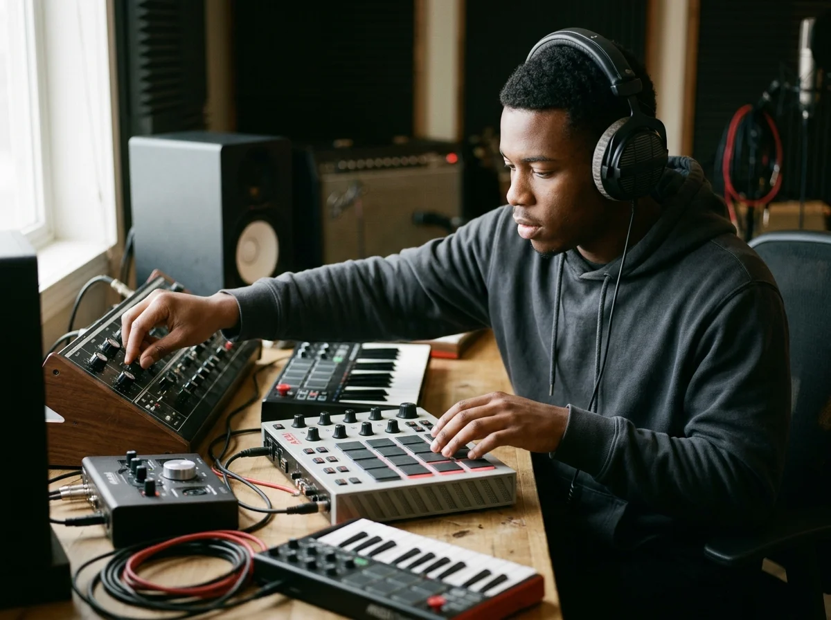 DJ producer preparing a remix or AI song cover version