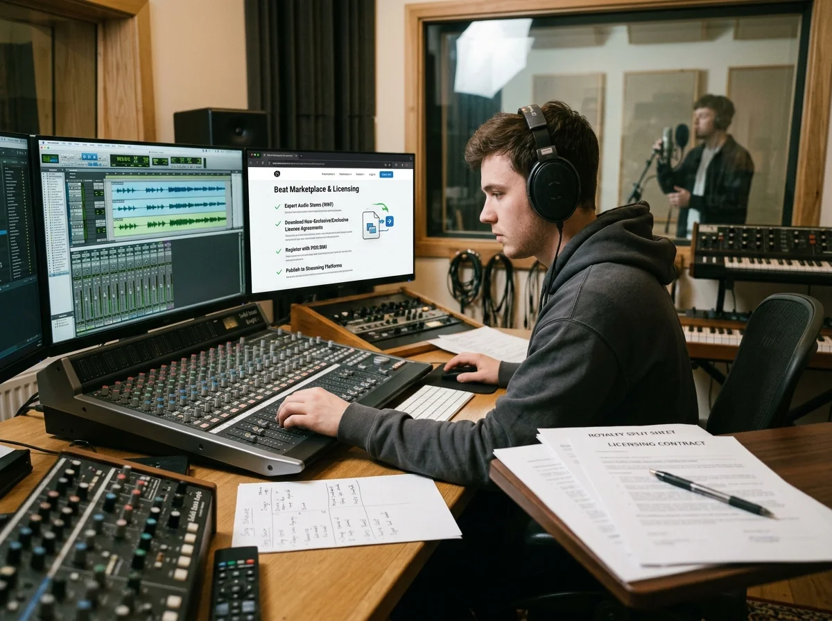 Creative team checking commercial music rights and publishing readiness