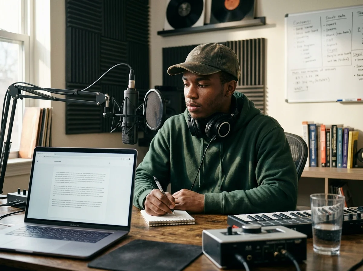 Music producer preparing a mastered track for release