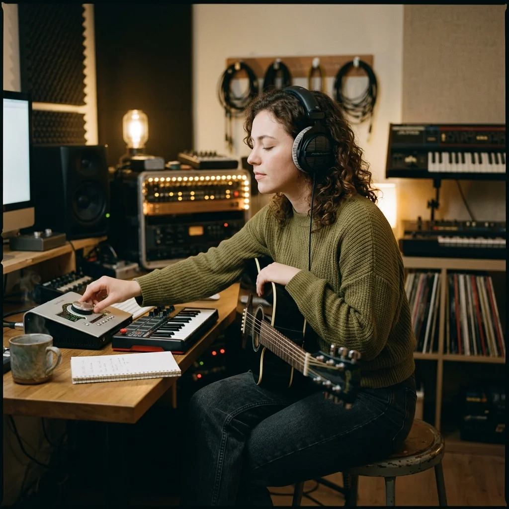 Sound designer analyzing BPM key and pitch before editing audio