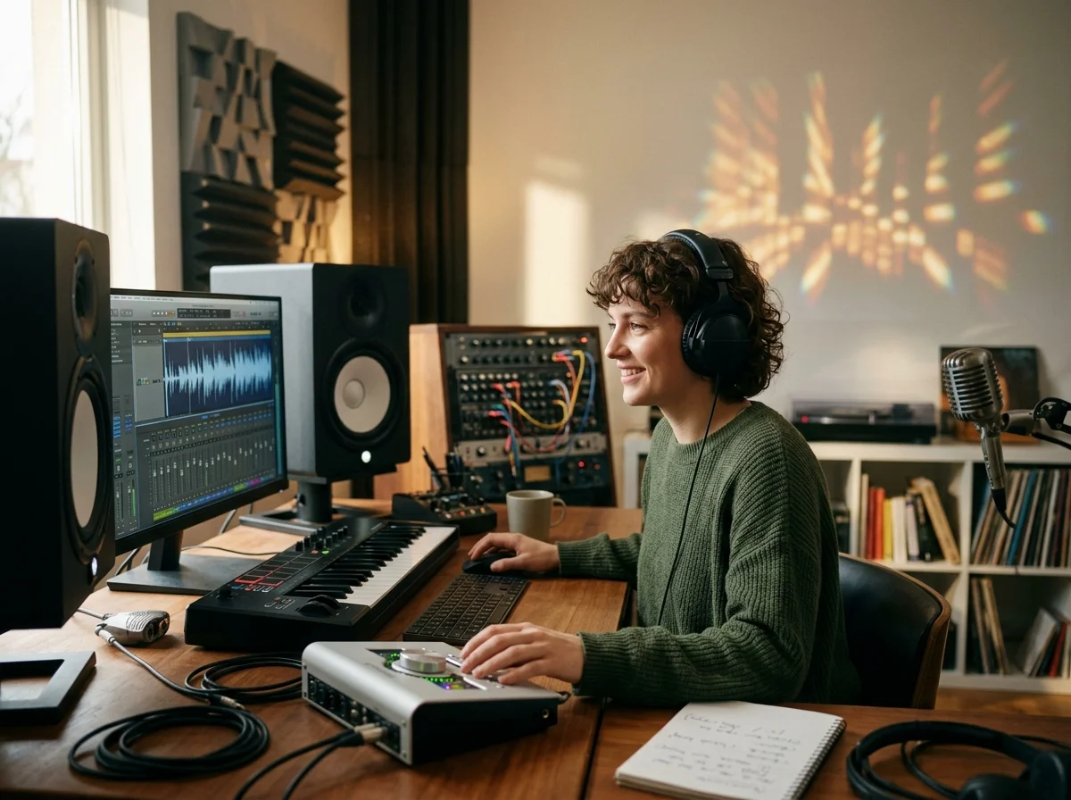 Music producer preparing a mastered track for release