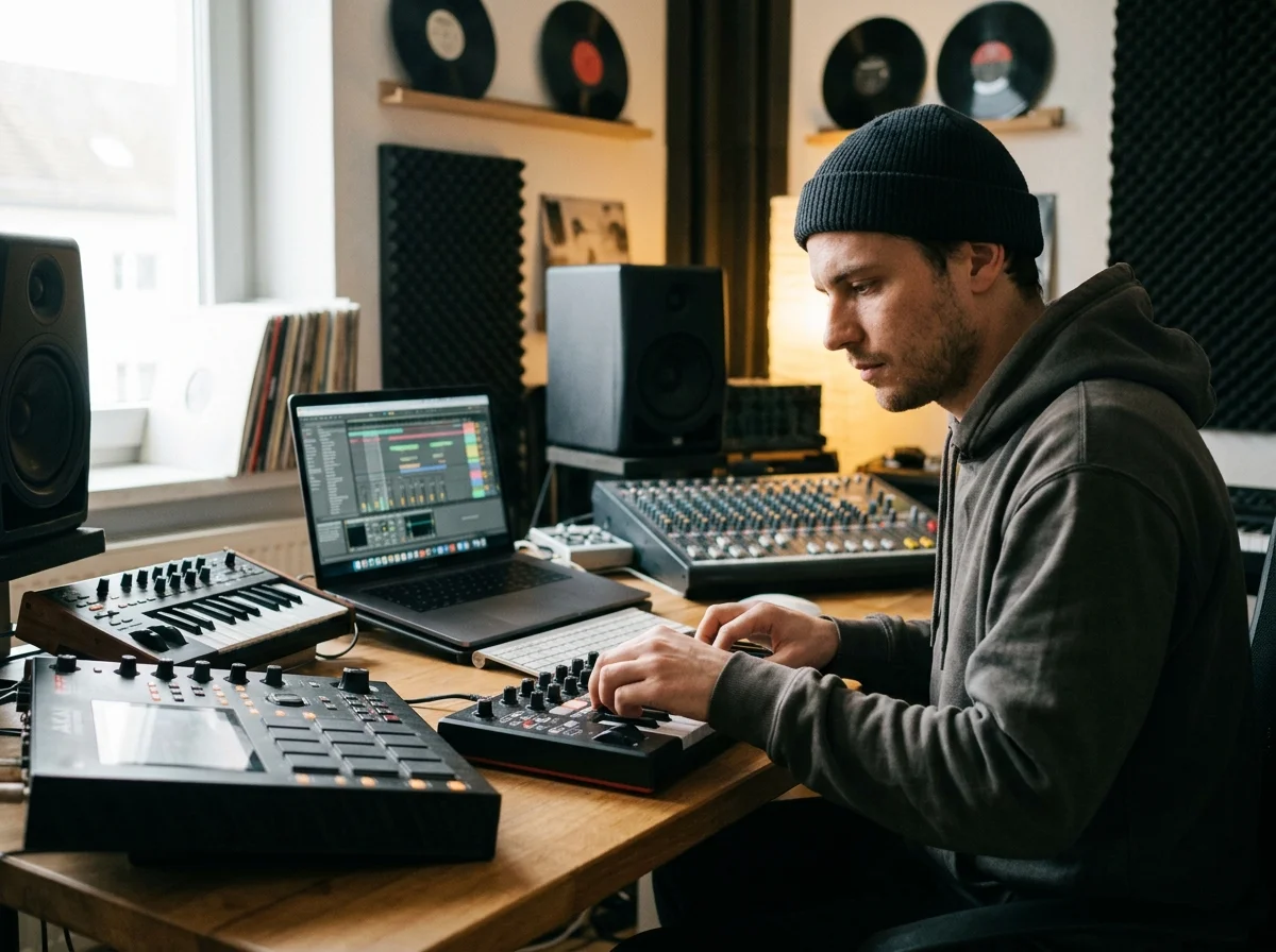 DJ producer preparing a remix or AI song cover version