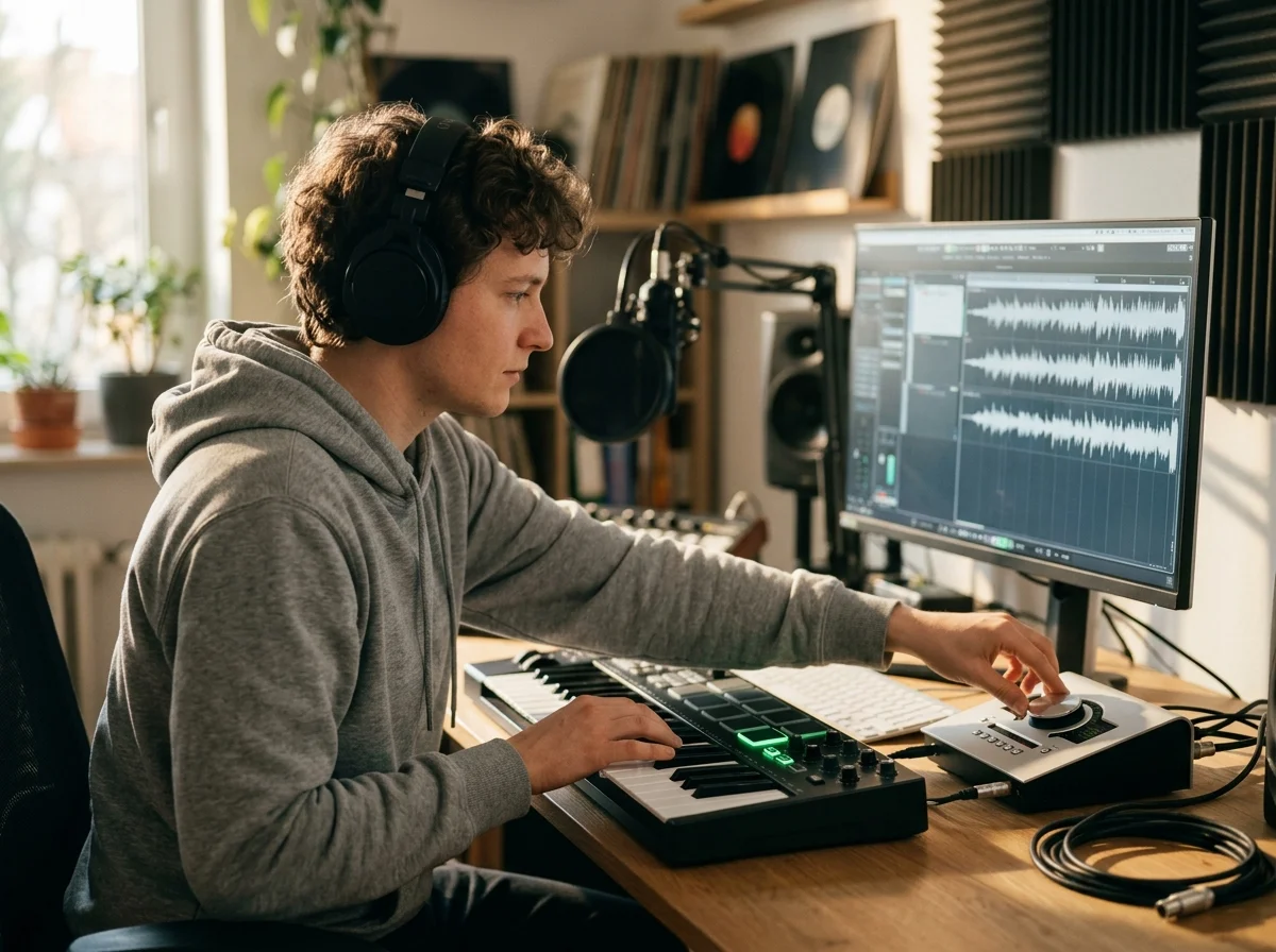 DJ producer preparing a remix or AI song cover version