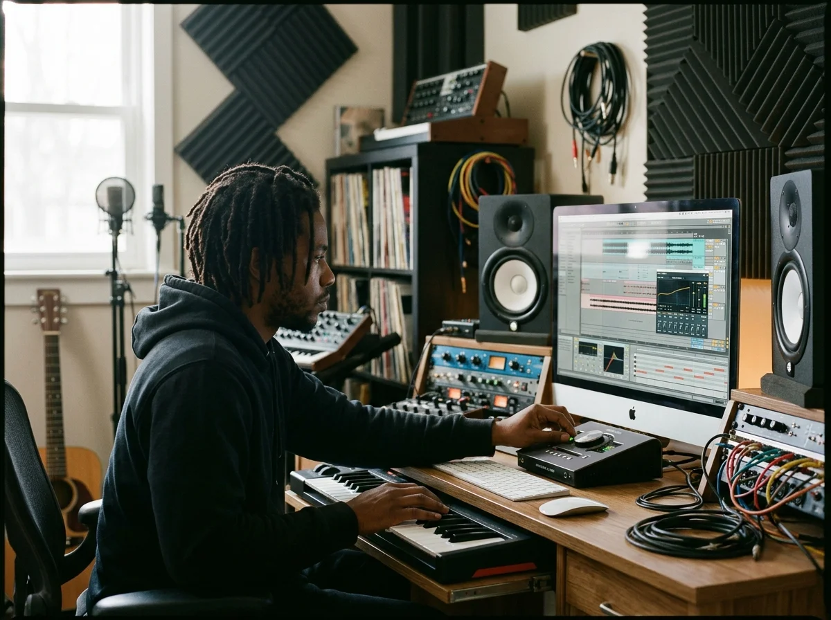 DJ producer preparing a remix or AI song cover version