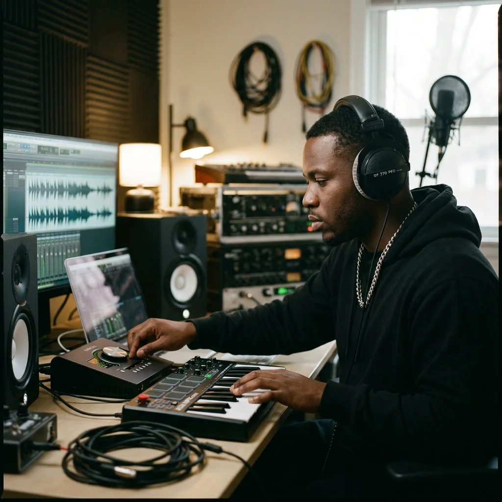 DJ producer preparing a remix or AI song cover version